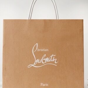 Christian Louboutin Tan Kraft Shopping Bag with White Logo